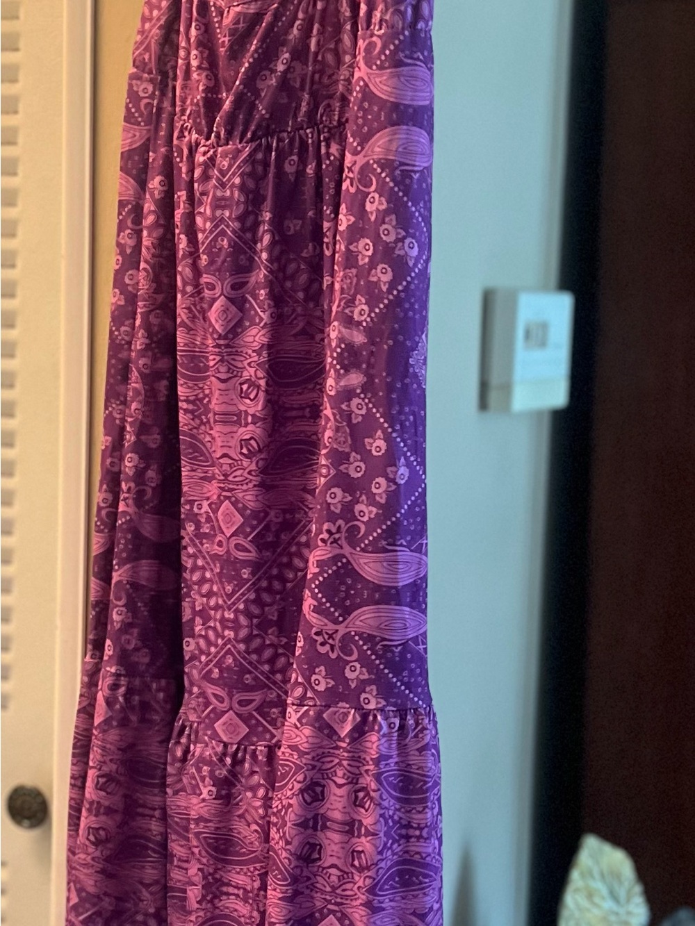 Purple Printed Tiered Maxi Dress